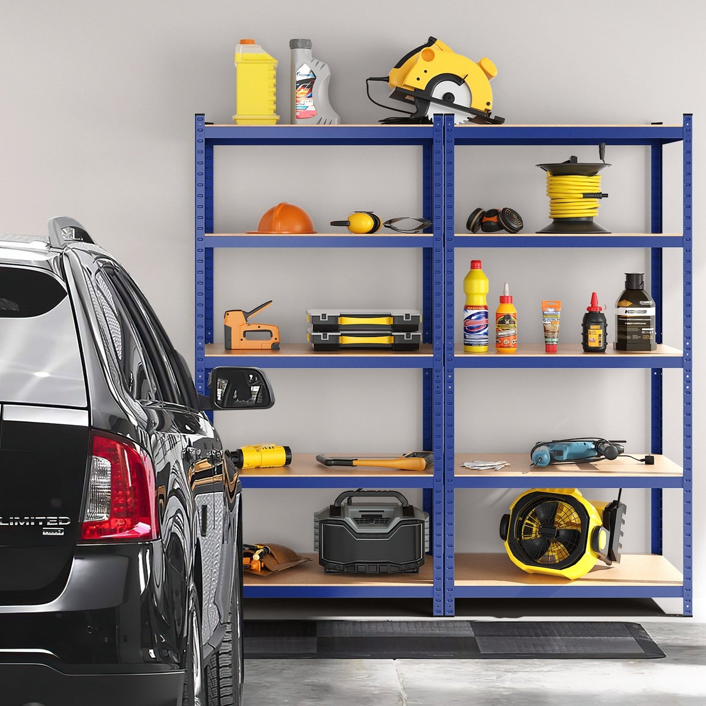 35.5 x 71 Inch Adjustable 5-Layer 2000 lbs Capacity Tool Shelf-Black