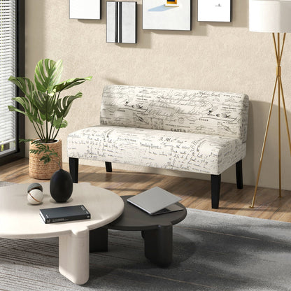 Wooden Leg Armless Loveseat Sofa for Living Room-White