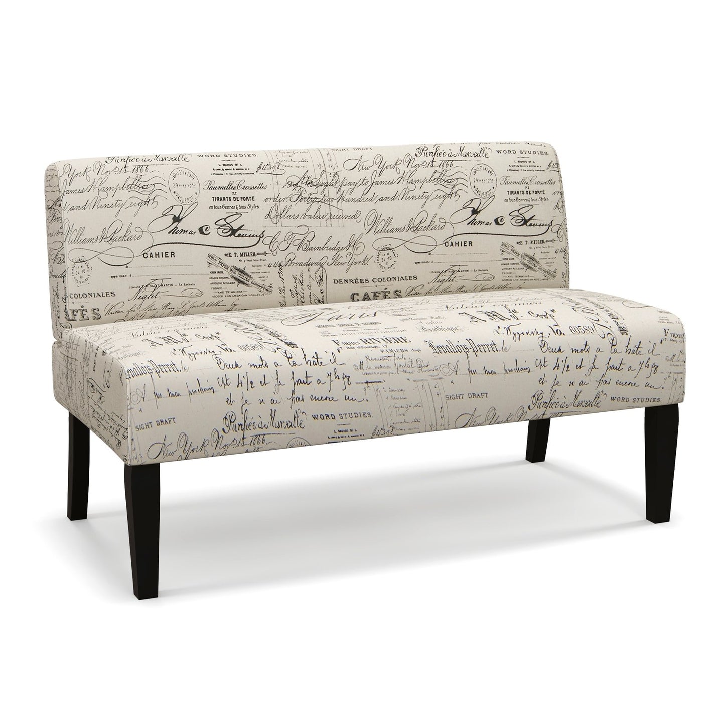 Wooden Leg Armless Loveseat Sofa for Living Room-White