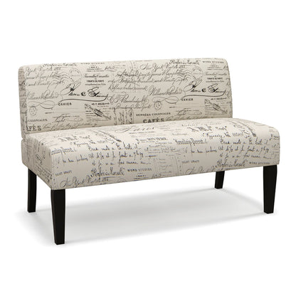 Wooden Leg Armless Loveseat Sofa for Living Room-White