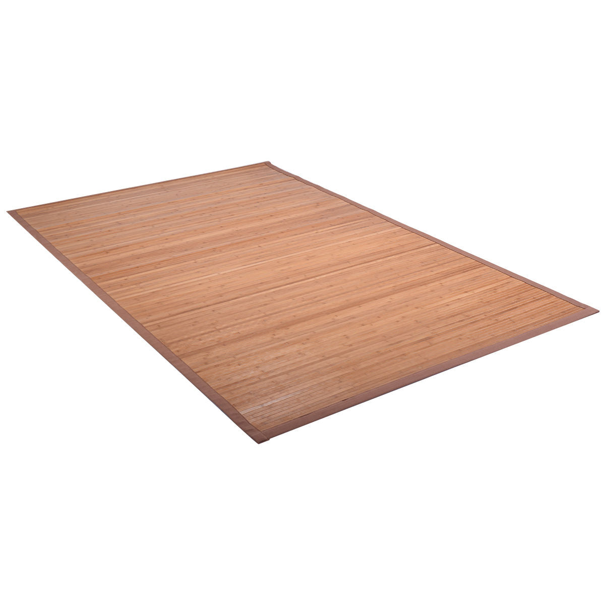 5' x 8' bamboo area rug from Wilsons Home Store, natural woven floor carpet with warm, textured appearance for home decor.