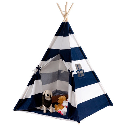 5' White & Blue Portable Indian Children Sleeping Dome Play Tent-Blue