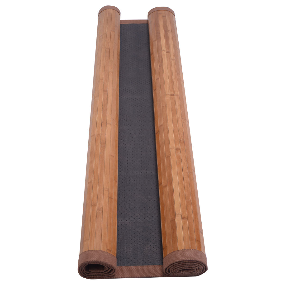 Natural bamboo area rug measuring 5 by 8 feet, featuring a woven design from Wilsons Home Store for home decor.