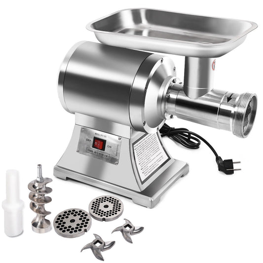 1100W stainless steel electric meat grinder by Wilsons Home Store with #22 grinding plate for heavy-duty food processing.