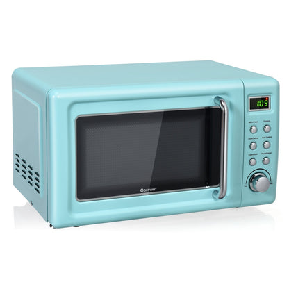 700W Retro Countertop Microwave Oven with 5 Micro Power and Auto Cooking Function-Golden
