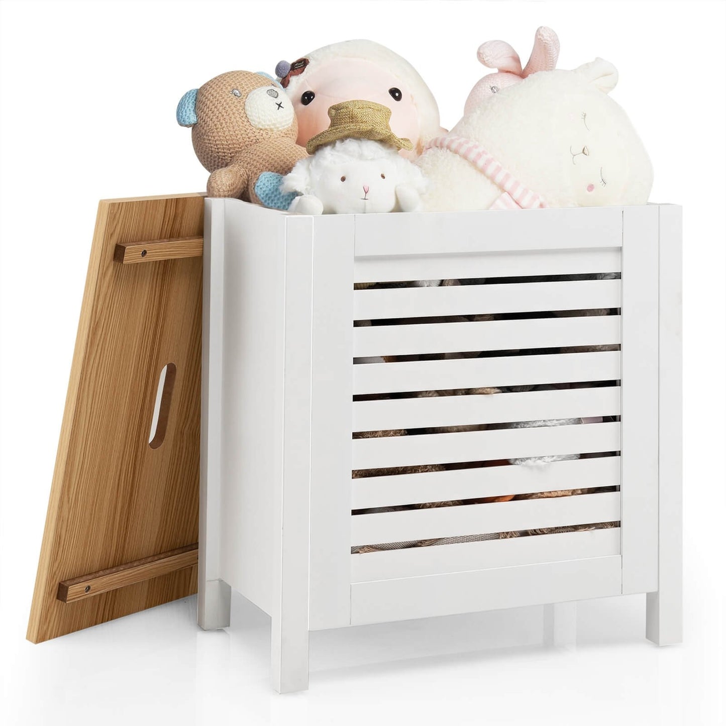 Wooden Kids Toy Storage Organizer with Lid-White