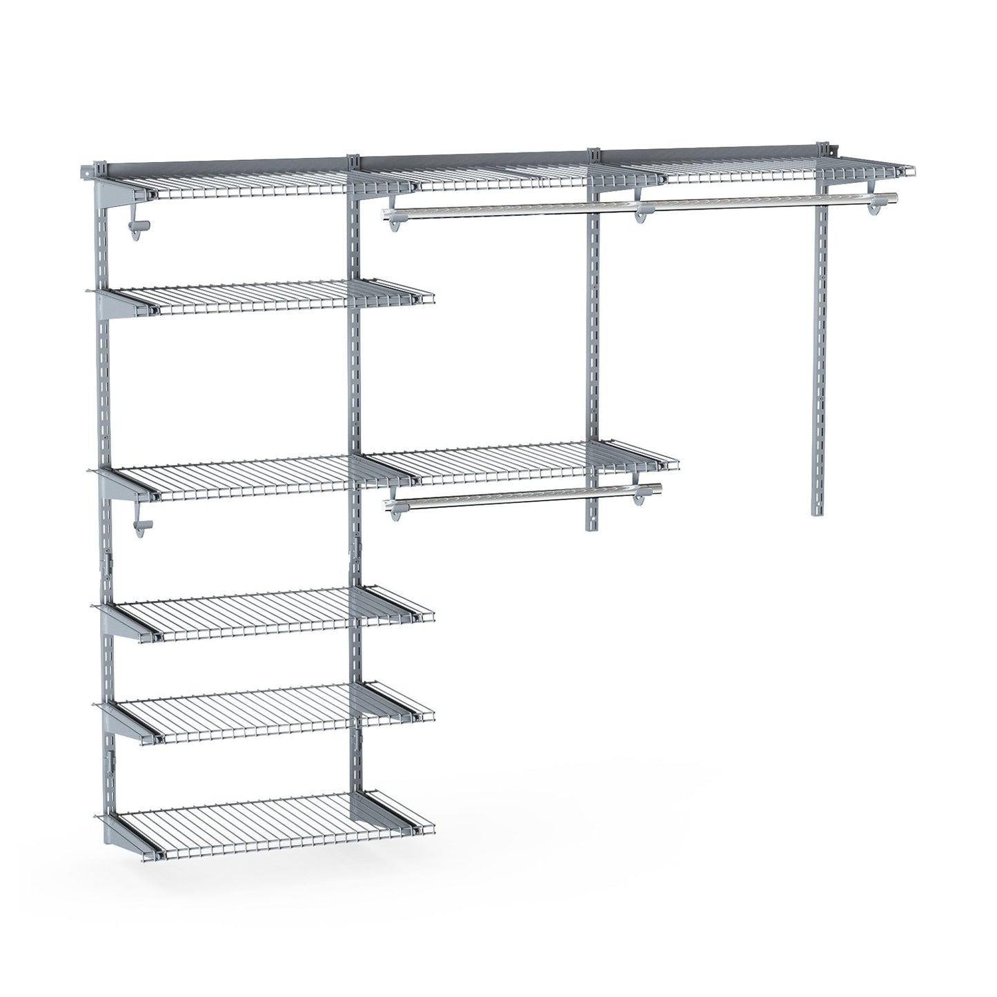 Adjustable Closet Organizer Kit with Shelves and Hanging Rods for 4 to 6 FT-Gray
