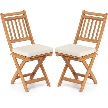 Patio Folding Chairs Set of 2 with Soft Seat Cushion-A