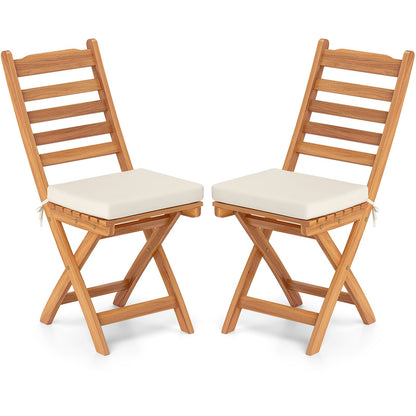 Patio Folding Chairs Set of 2 with Soft Seat Cushion-A