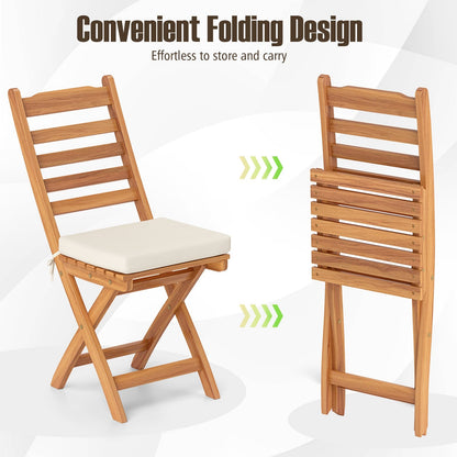 Patio Folding Chairs Set of 2 with Soft Seat Cushion-A