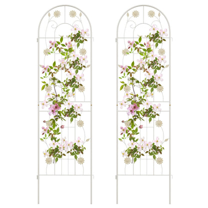 2 Pack 71 x 20 Inch Metal Garden Trellis Rustproof Plant Support for Climbing Plants-Green