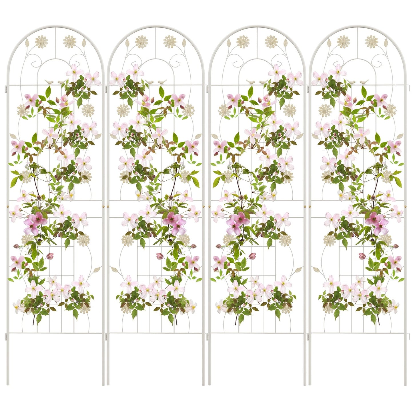 4 Pack 71 x 20 Inches Metal Garden Trellis for Climbing Plants-White