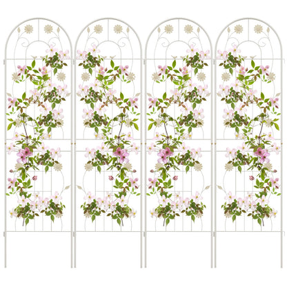 4 Pack 71 x 20 Inches Metal Garden Trellis for Climbing Plants-White