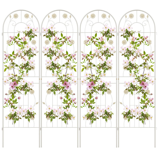 4 Pack 71 x 20 Inches Metal Garden Trellis for Climbing Plants-White
