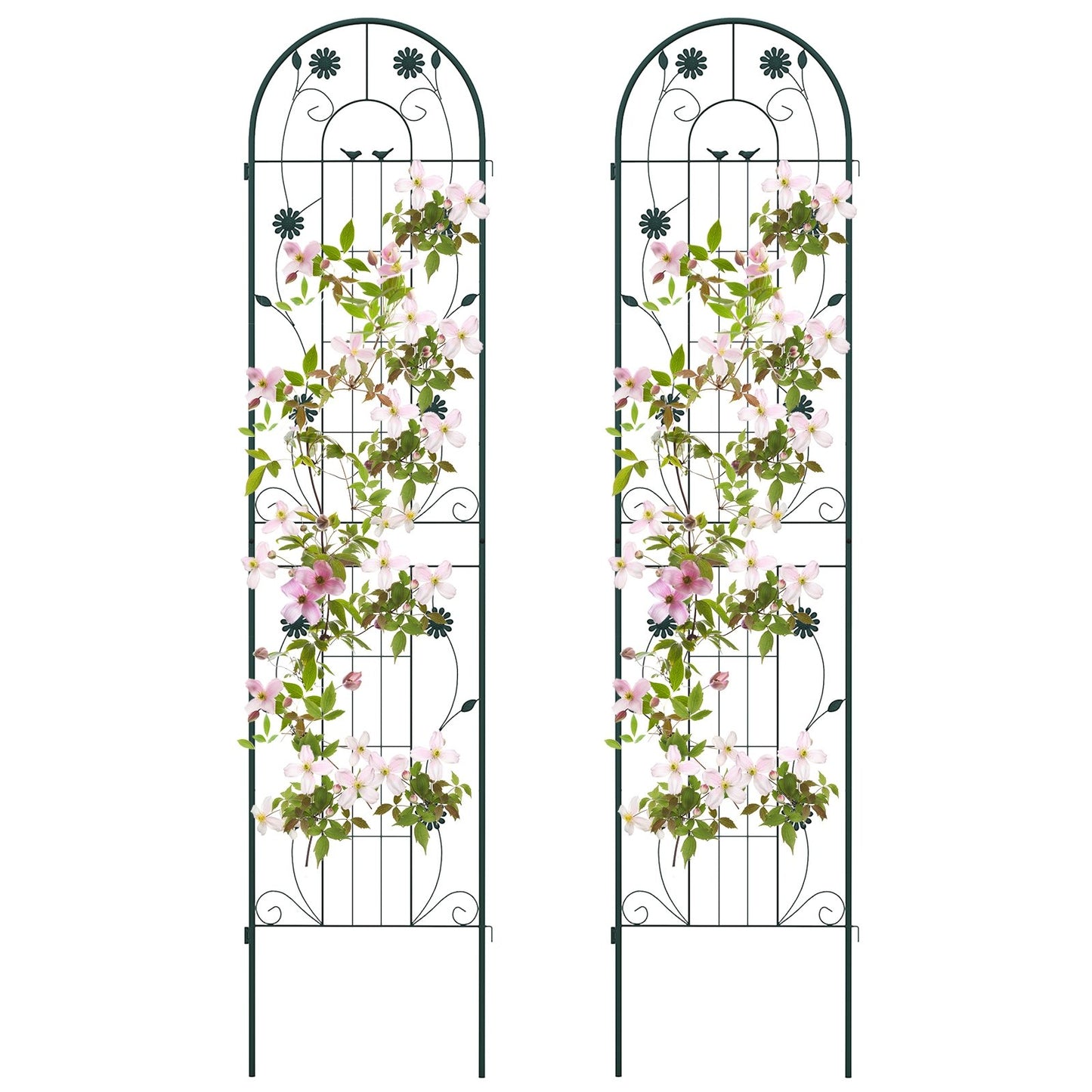 2 Pack 86.5 x 20 Inches Metal Garden Trellis for Climbing Plants-Green