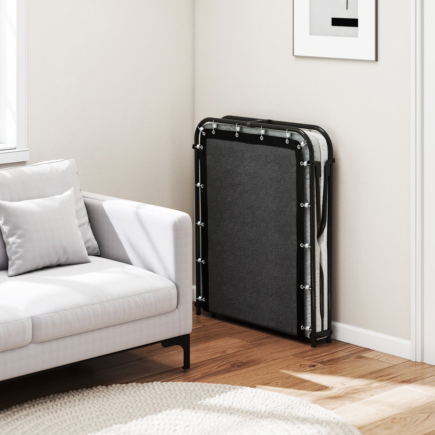 75 x 31 Inch Folding Bed with Mattress Cot Size with Memory Foam