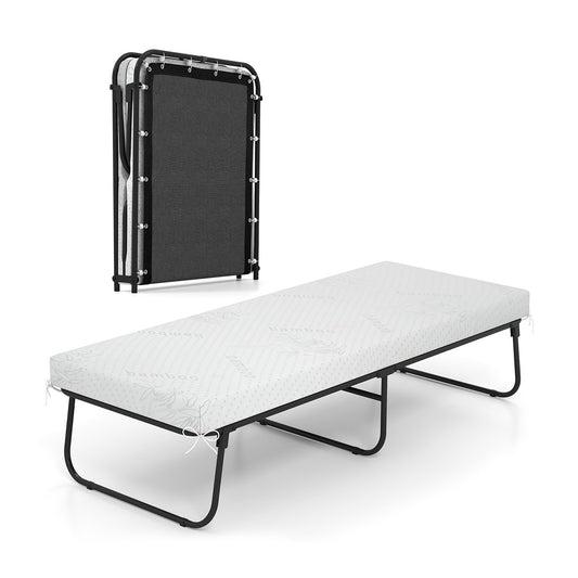 75 x 31 Inch Folding Bed with Mattress Cot Size with Memory Foam