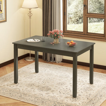48-Inch Wooden Dining Table for 4 People Rectangular Kitchen Table with Rubber Wood Legs-Black