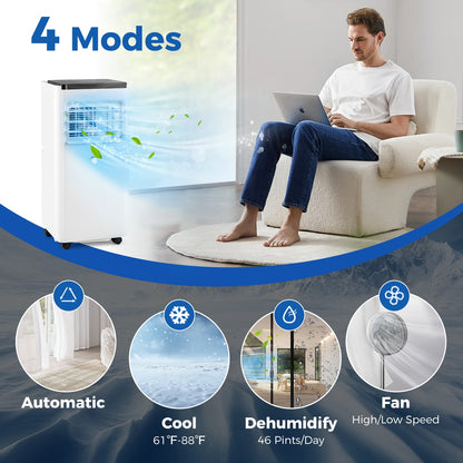 8000/10000 BTU Portable Air Conditioner with Remote Control Cools up to 250/350 Sq.Ft-10000 BTU