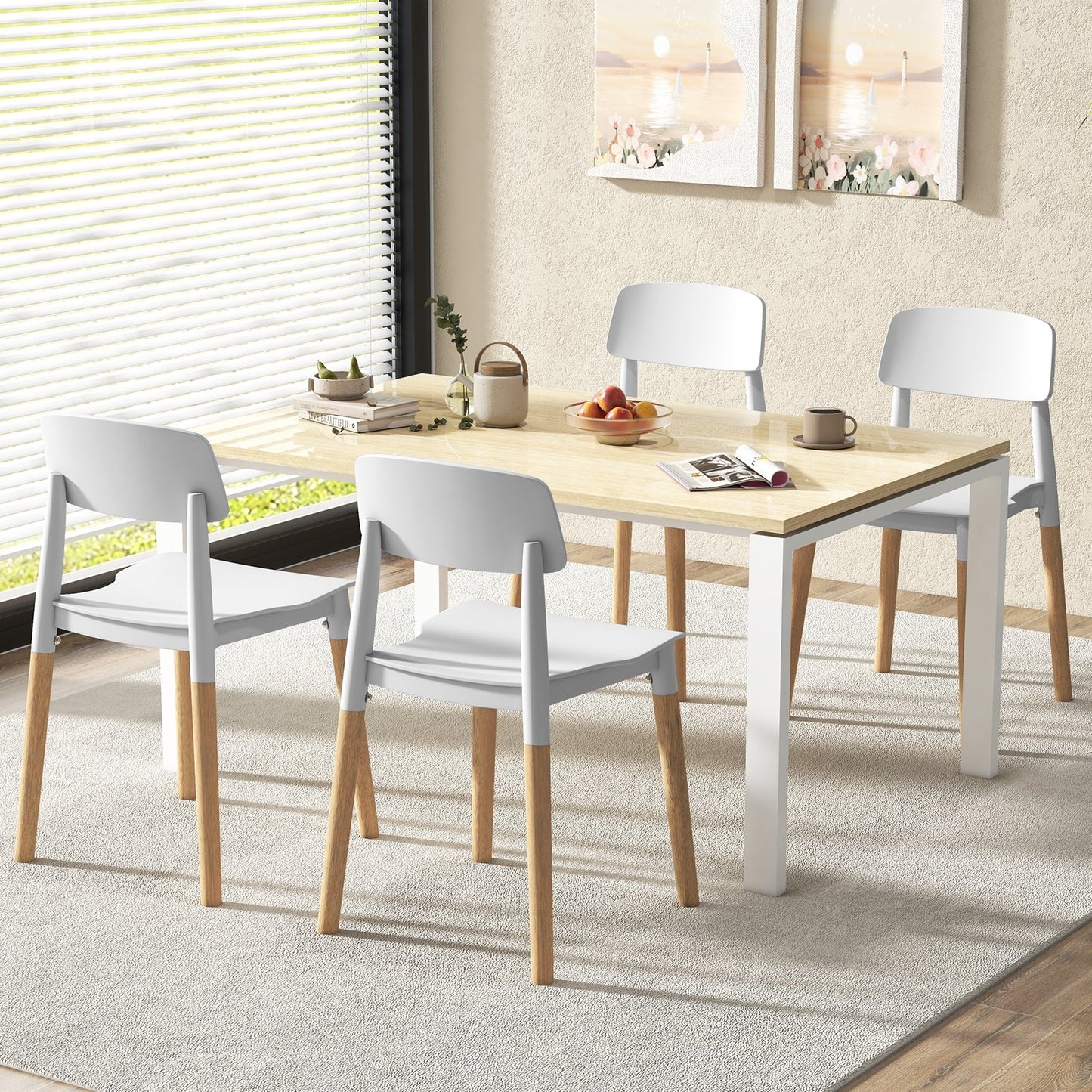 Modern Dining Side Chairs Set of 4 with Ergonomic Backrest for Dining Room-Black