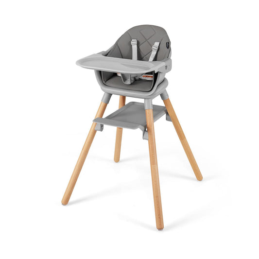 6 in 1 Convertible Highchair with Safety Harness and Removable Tray-Gray