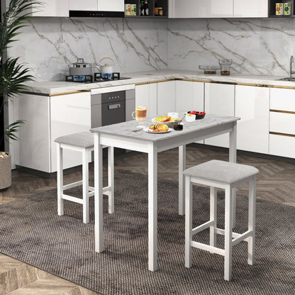 Pub Counter-Height Dining Table and 2 Upholstered Bar Stools-Brown