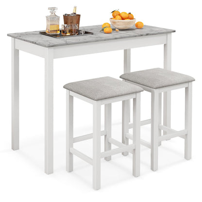 Pub Counter-Height Dining Table and 2 Upholstered Bar Stools-Brown