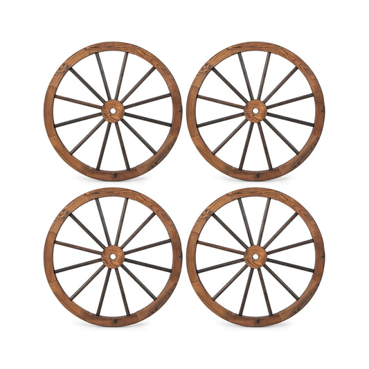 Set of 4 Decorative Wooden Wagon Wheels 30 Inch Vintage Wagon Wheel Wall Decor