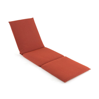 Outdoor Chaise Lounge Cushion Patio Furniture Folding Pad with Fixing Straps-Beige