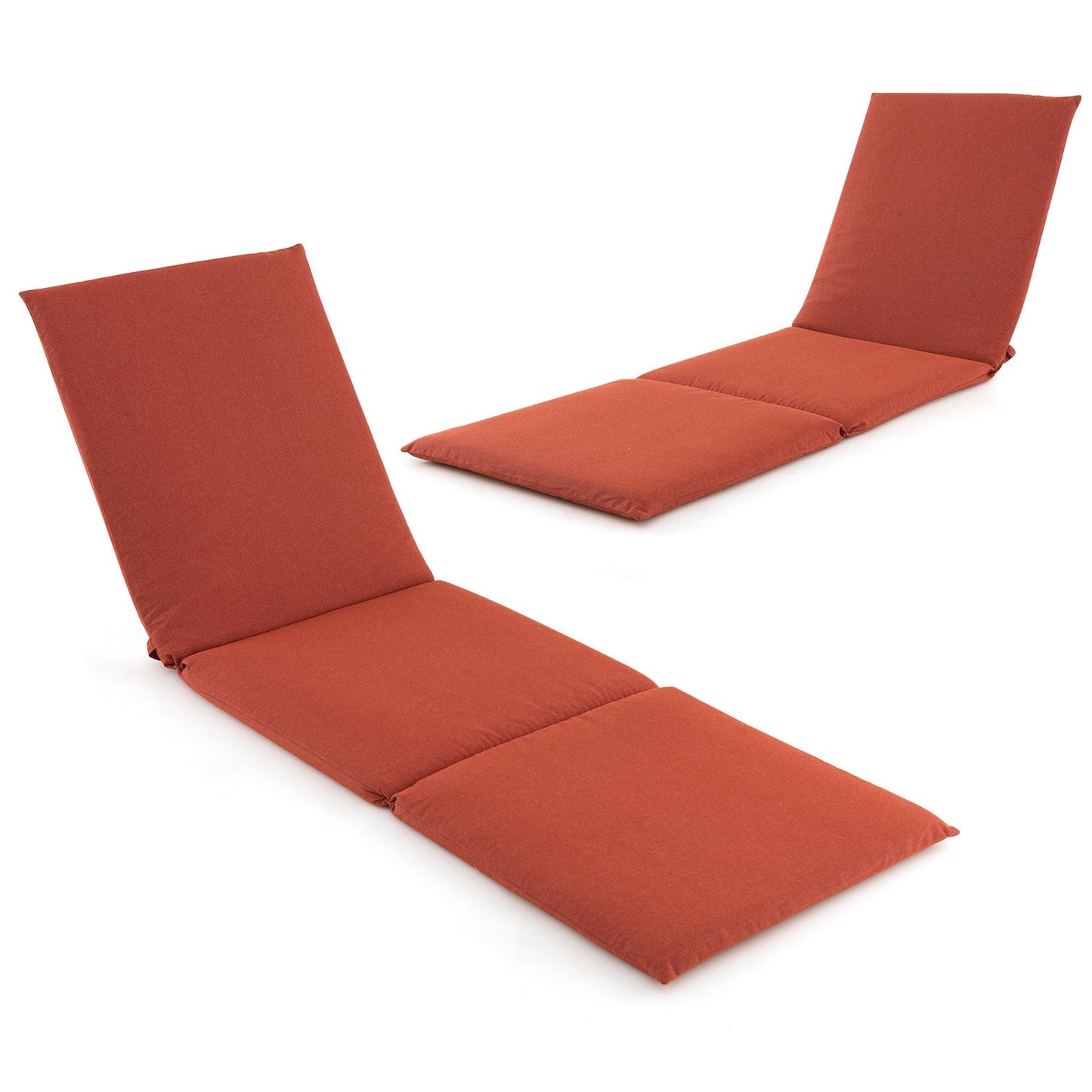 Outdoor Chaise Lounge Cushion Patio Furniture Folding Pad with Fixing Straps-Beige