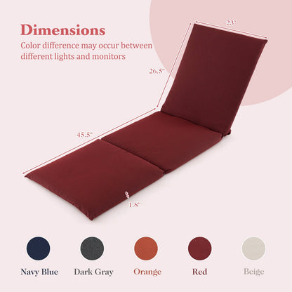 Outdoor Chaise Lounge Cushion Patio Furniture Folding Pad with Fixing Straps-Beige