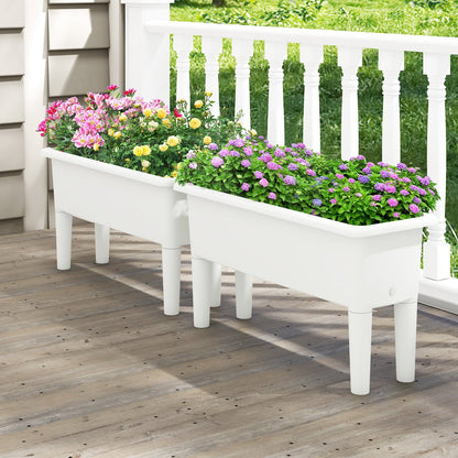 2 PCS Raised Garden Beds Self-Watering Planter Box with Detachable Legs and Drainage Hole-Coffee