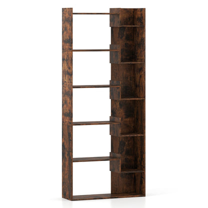 6-Tier Bookshelf Wooden Bookcase with 2 Anti-Tipping Kits Open Display Shelf-Black