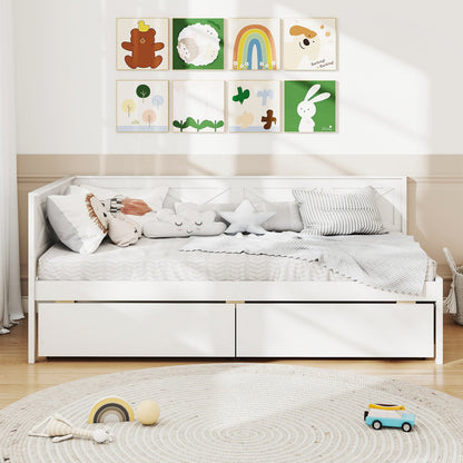 Twin Size Daybed with 2 Storage Drawers No Box Spring Needed-Gray