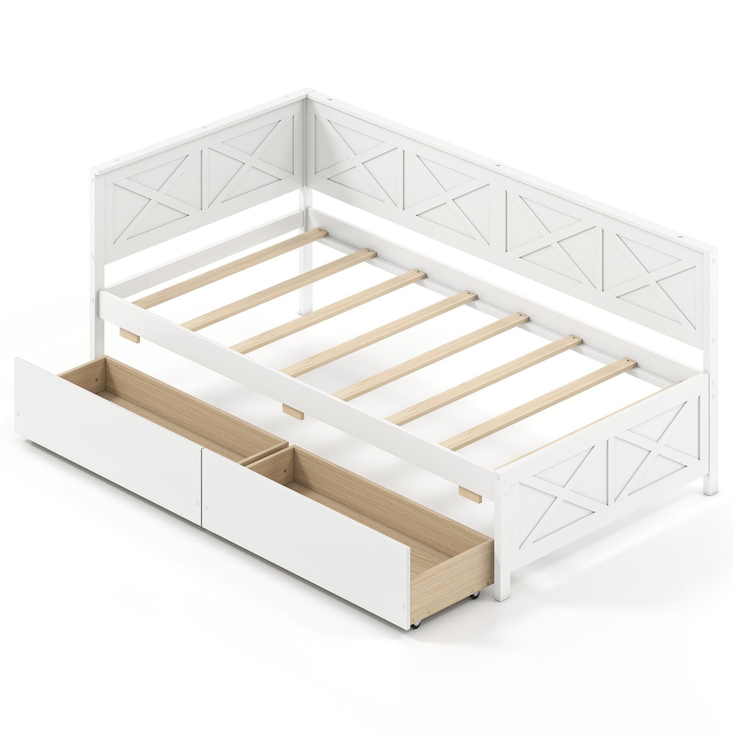 Twin Size Daybed with 2 Storage Drawers No Box Spring Needed-Gray