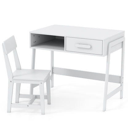 Kids Desk and Chair Set with Storage Drawer and Hutch-Brown