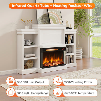 23 Inch 3-Sided Electric Fireplace 1500W Recessed Fireplace Insert-Black