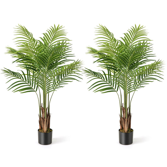 2 Pack 4.2 Feet Tall Artificial Palm Paradise Plant Large Fake Potted Tree-Green