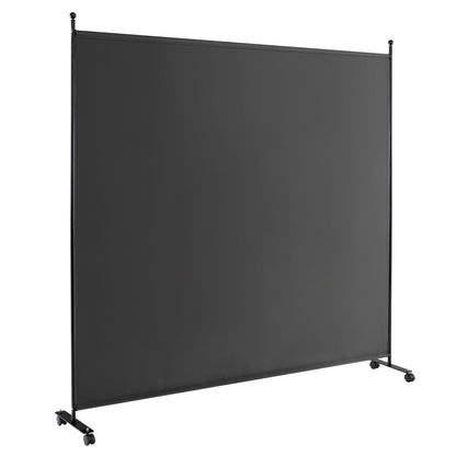6 Feet Single Panel Rolling Room Divider with Smooth Wheels-Dark Gray