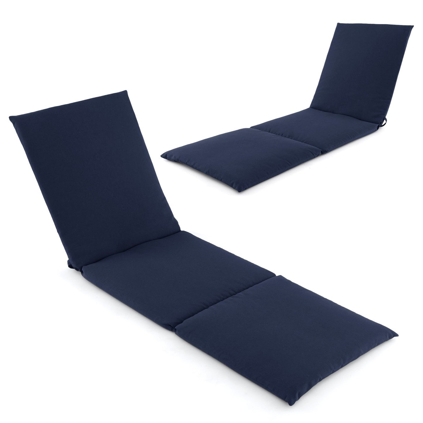 Outdoor Chaise Lounge Cushion Patio Furniture Folding Pad with Fixing Straps-Beige