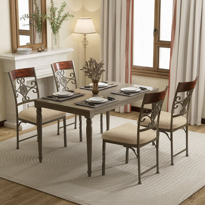 Set of 2 brown armless dining room chairs with cushions, modern kitchen chairs from Wilsons Home Store.
