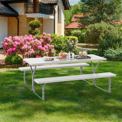 6 Feet Picnic Table Bench Set with HDPE Tabletop for 8 Person-Black