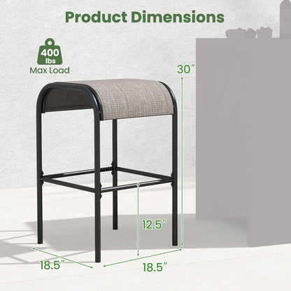 Set of 2/4 Patio Metal Bar Stools with Curved Fabric Seat-Set of 2