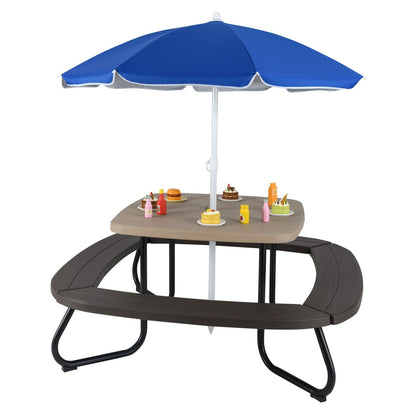 Toddler Outdoor Activity Table with Adjustable and Collapsible Umbrella-Blue