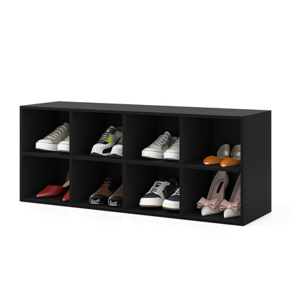 8 Cubbies Shoe Organizer with 500 LBS Weight Capacity-Black