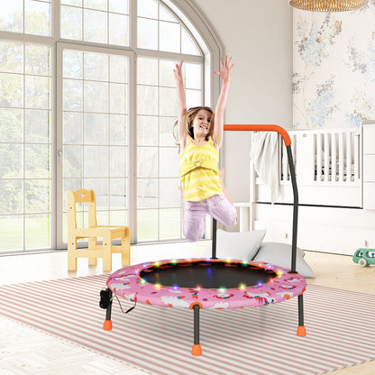 36 Inch Mini Trampoline with Colorful LED Lights and Bluetooth Speaker-Blue