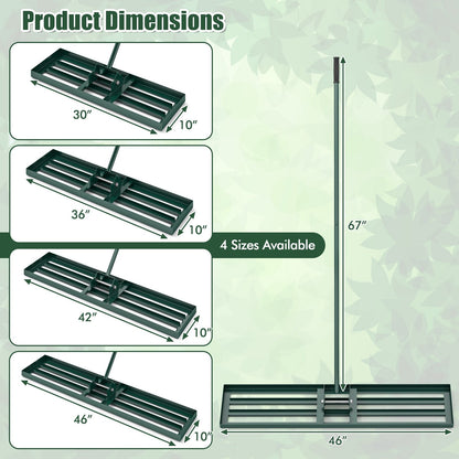 Lawn Leveling Rake 46 x 10 Inch Heavy Duty Lawn Level Tool for Soil-Black