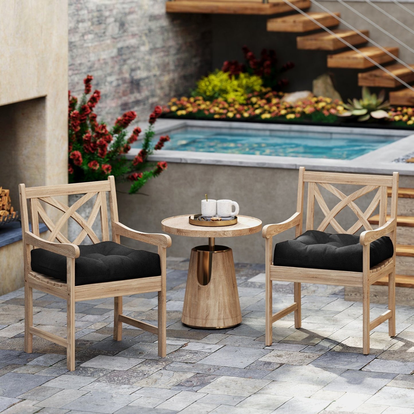 21 Inch  x 21 Inch Patio Chair Seat Cushion Pads for Indoor and Outdoor-Beige