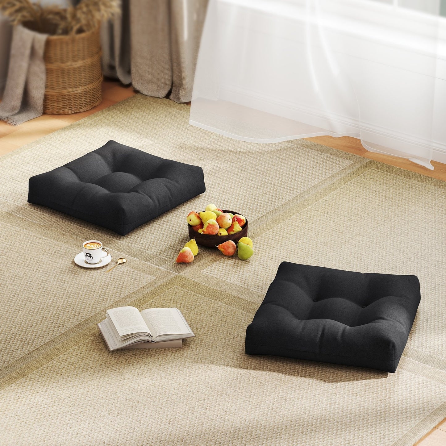 21 Inch  x 21 Inch Patio Chair Seat Cushion Pads for Indoor and Outdoor-Beige