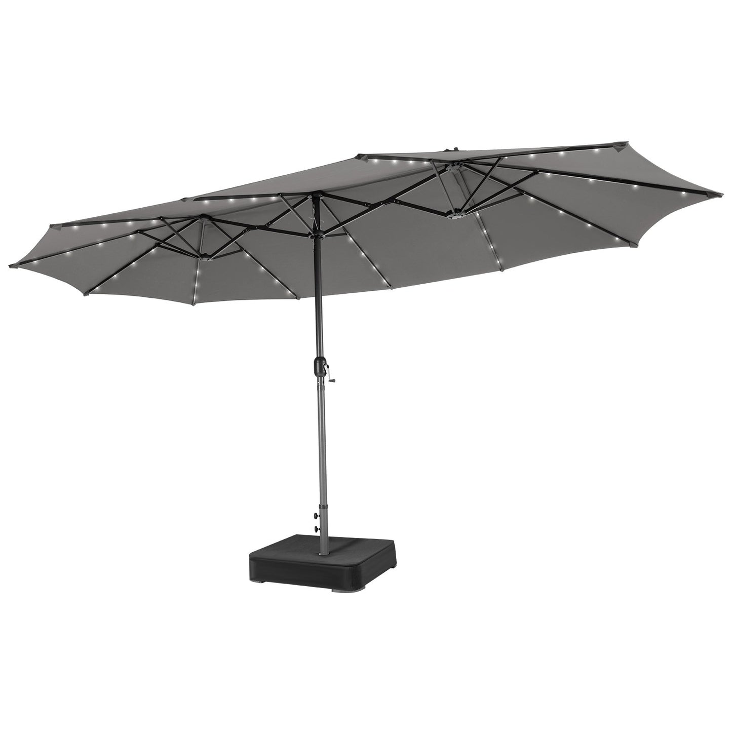 15 Feet Double-Sided Patio Umbrella with 48 LED Lights-Beige